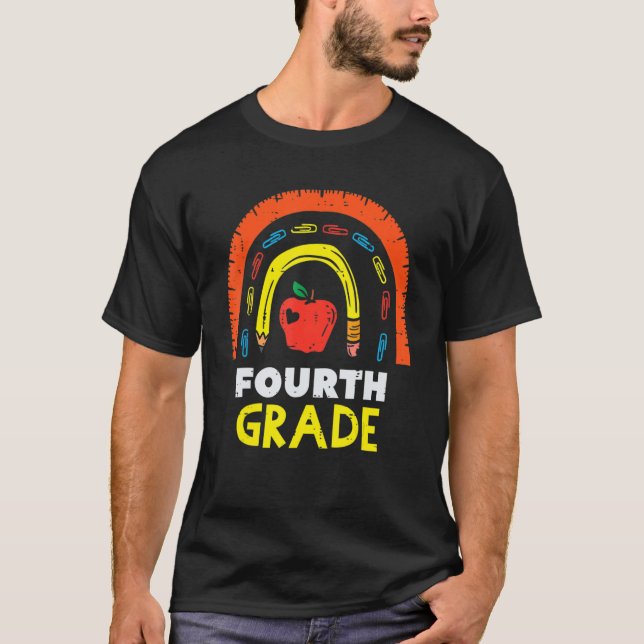 T-shirt Apple Rainbow 4e année 4e première journée école T (Devant)