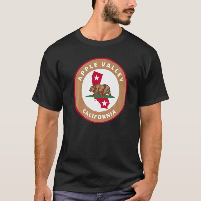 T-shirt Apple Valley California CA Drapeau et Bear Badge S (Devant)