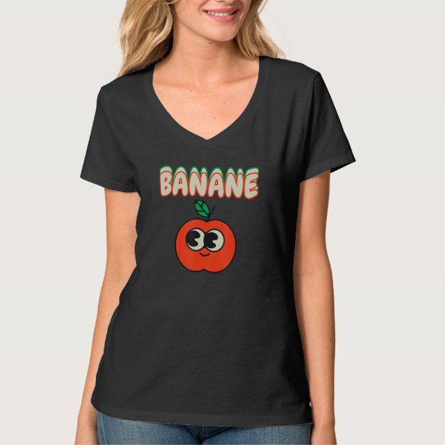 T-shirt Apple with banana spring summer party vegan fruit  (Devant)