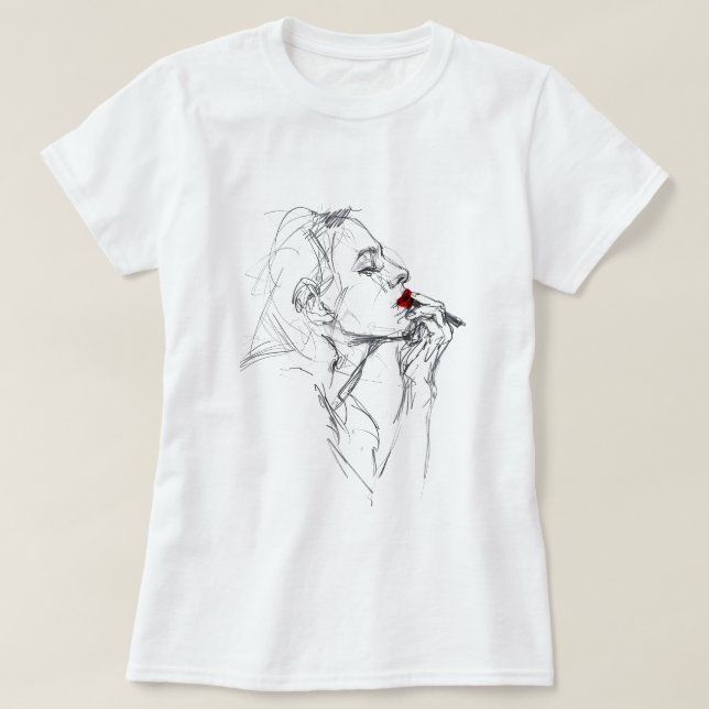 T-shirt Application du rouge à lèvres (Design devant)