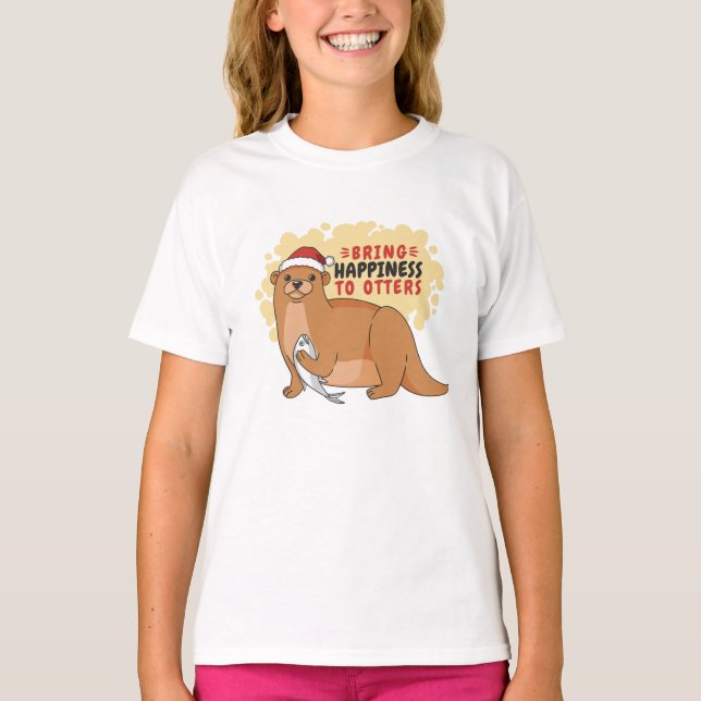 T-shirt Apportez le bonheur à Otters Funny Christmas Otter (Devant)