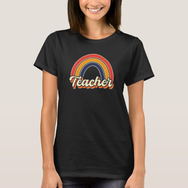 T-shirt Appréciation de l'enseignant rétro Arc-en-ciel Ret (Devant)