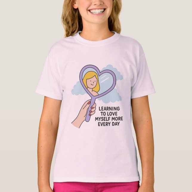 T-shirt Apprendre à m'aimer - Illustration du miroir du co (Devant)