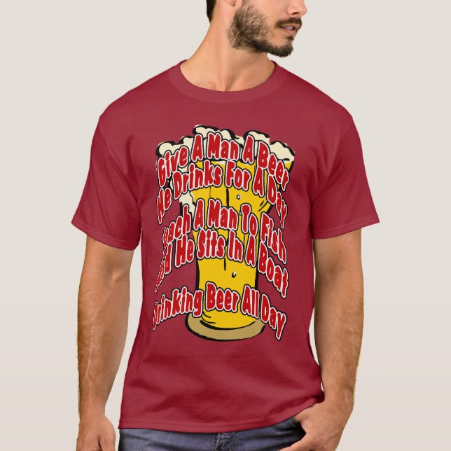 T-shirt Apprendre À Un Homme À Pêcher (Devant)