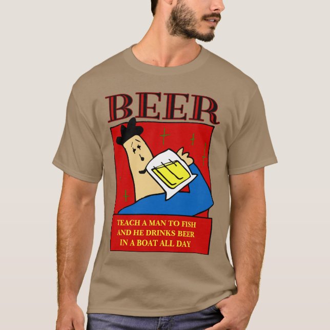 T-shirt Apprendre À Un Homme À Pêcher (Devant)