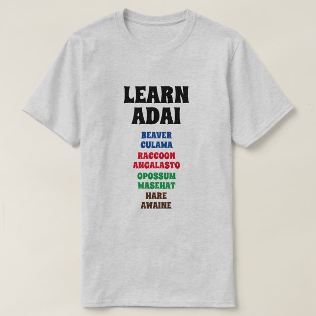 T-shirt Apprendre Adai - Castor, Raton laveur, Opossum, Li (Design devant)