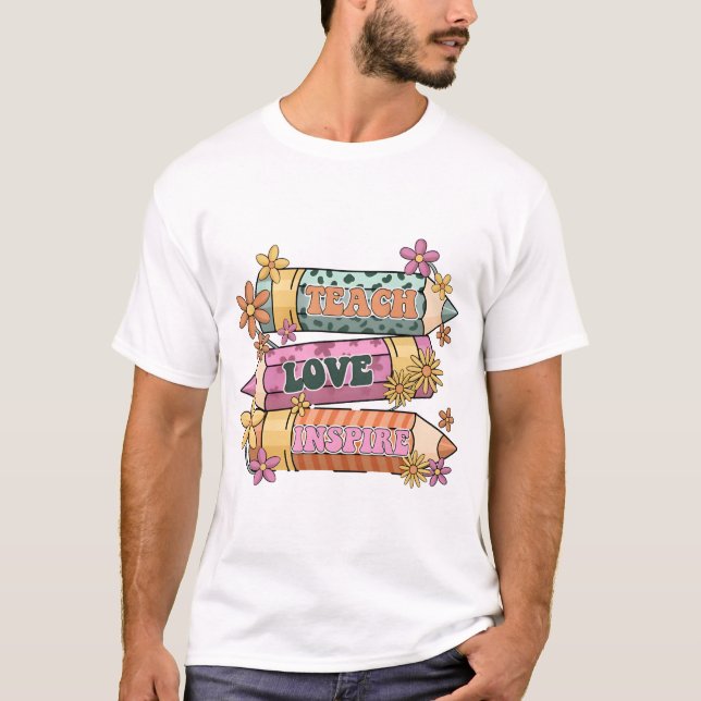 T-shirt Apprendre Amour Inspirer Design Rétro (Devant)