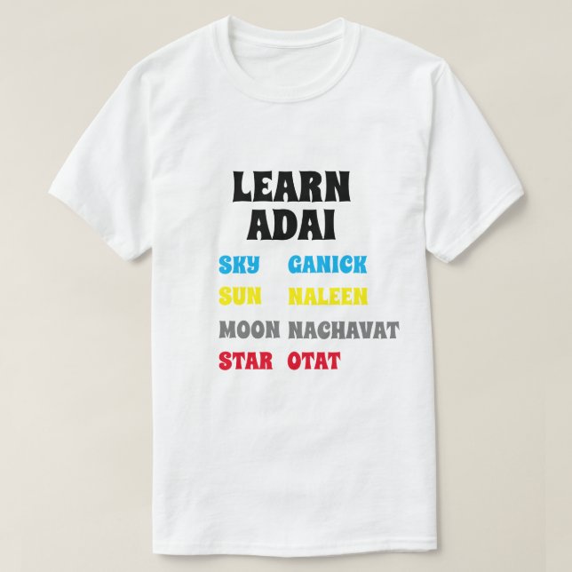 T-shirt Apprendre Ciel, Lune, Soleil, Étoile (Design devant)