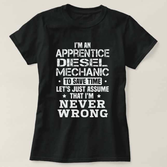 T-shirt Apprentice Diesel Mécanicien (Design devant)