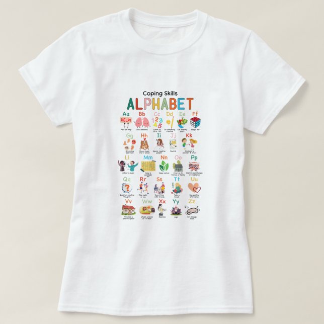T-shirt Apprentissage des compétences Alphabet de la santé (Design devant)