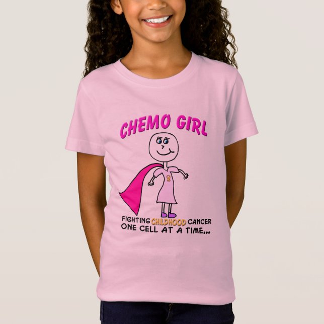 T-Shirt Appui de Cancer d'enfance de fille de chimio (Devant)