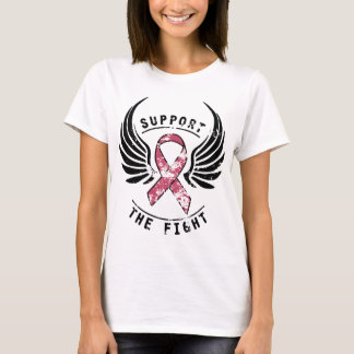 T-shirt Appui de conscience de cancer du sein la nervure