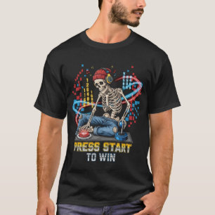 T-shirt Appuyez Sur Commencer Pour Gagner Skeleton Gamer T