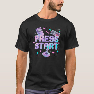T-shirt Appuyez sur Start Y2K Rétro Gaming Arcade Chrome 9