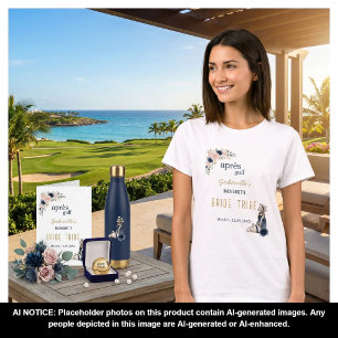 T-shirt Après Golf Bachelorette Bleu Élégant Floral Prépa