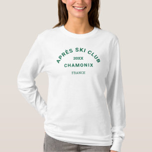 T-shirt Après Ski Club Hiver Green Ski Resort Crest White