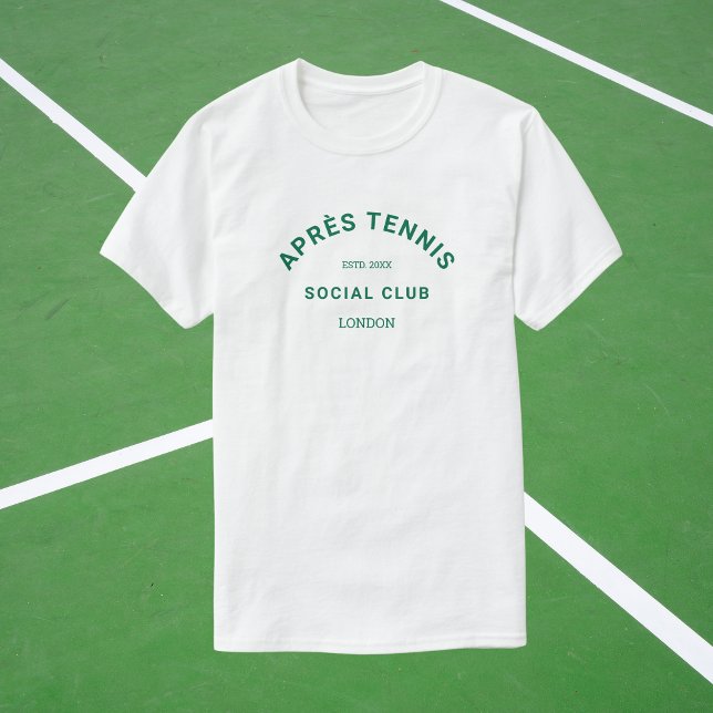T-shirt Après Tennis Social Club Crest Vert Personnalisé (Créateur téléchargé)