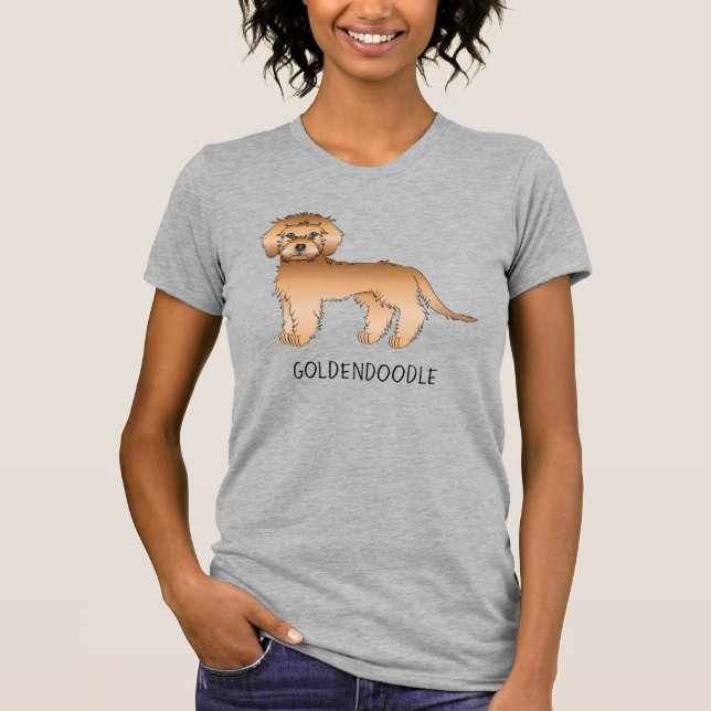 T-shirt Apricot Mini Goldendoodle Cartoon Chien & Texte (Devant)
