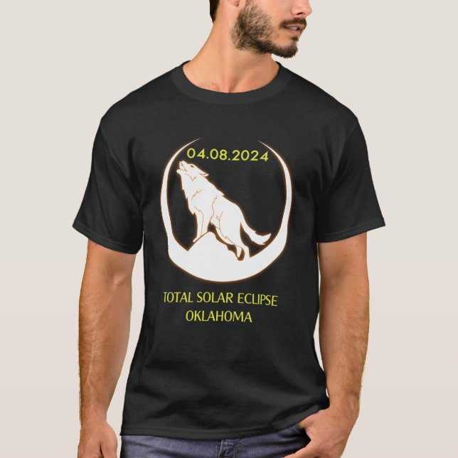 T-shirt April 8 2024 Total Solar Eclipse Oklahoma Wolf Sun (Devant)