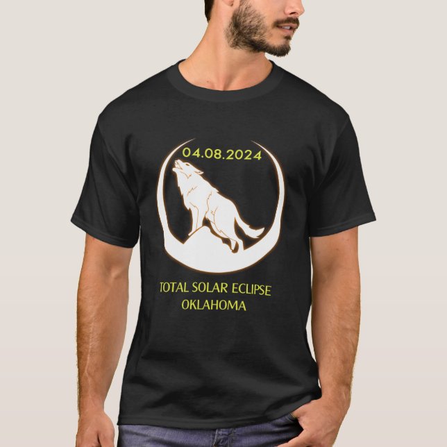 T-shirt April 8 2024 Total Solar Eclipse Oklahoma Wolf Sun (Devant)