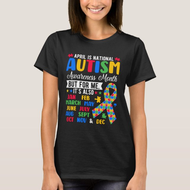 T-shirt April Is National Autism Awareness Month Puzzle Pi (Devant)