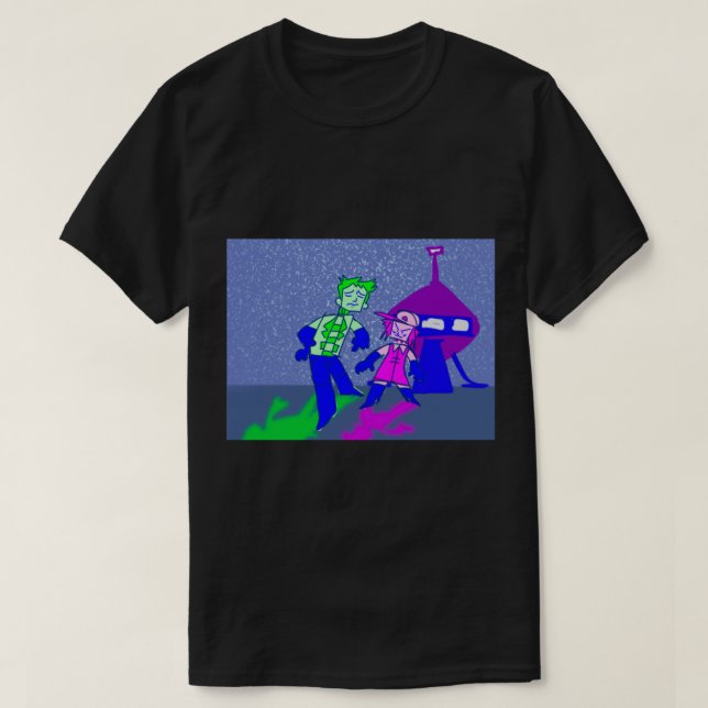 T-shirt Aqua Ado Force de la faim Moninites Aliens vaissea (Design devant)