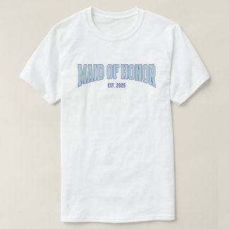T-shirt Aqua + Beige Stripe Navy MAID OF HONOR 