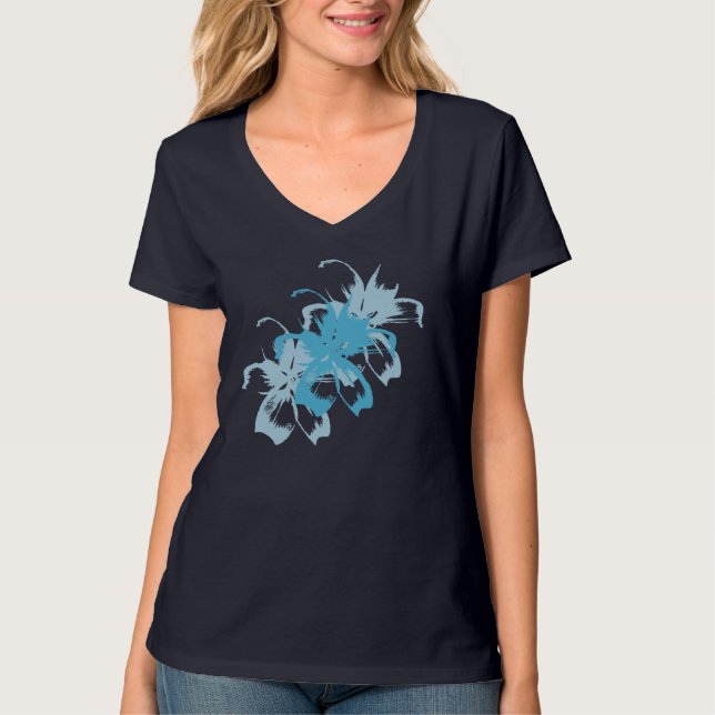 T-shirt Aqua Blue Floral (Devant)
