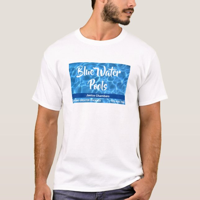 T-shirt Aqua Blue Swimming Pool Cleaning Service (Devant)