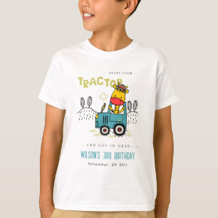 T-shirt Aqua Giraffe Bleue Dans Ferme Tracteur Garçons Ann