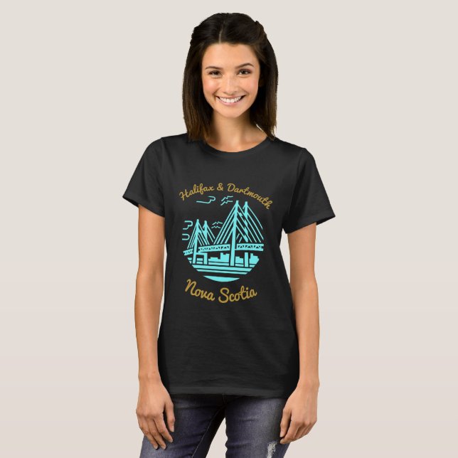 T-shirt aqua Halifax et Dartmouth Nouvelle-Écosse (Devant entier)