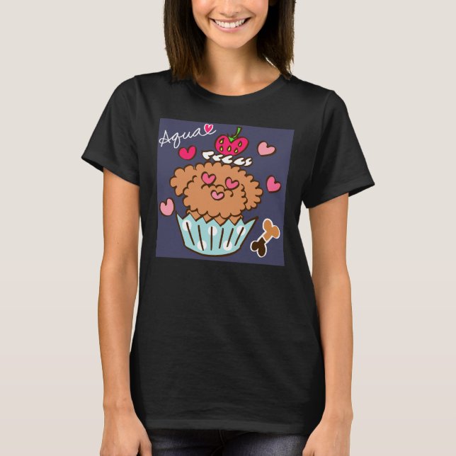 T-shirt Aqua Le Poodle ! Bleu Marine (Devant)