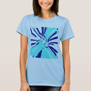 T-shirt Aqua Navy tournoi Abstrait Floral Retro Pop Art