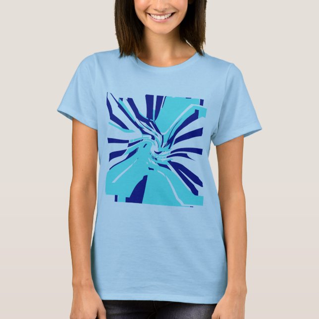 T-shirt Aqua Navy tournoi Abstrait Floral Retro Pop Art (Devant)