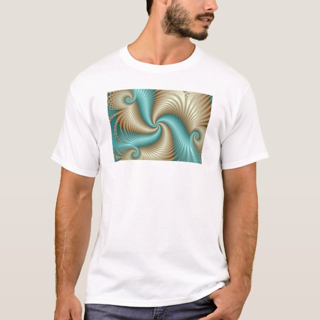 T-shirt Aqua Satin - Fractal (Devant)