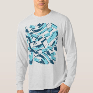 T-shirt Aqua Turquoise Diagonal Pièces éparpillées Abstrai