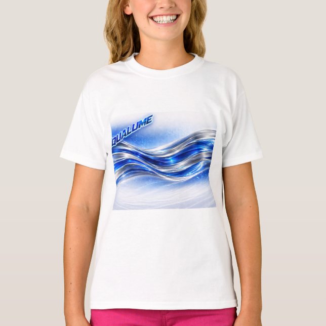 T-shirt Aqualume Flow Shirt – Blue Silver Wave Energy Desi (Devant)