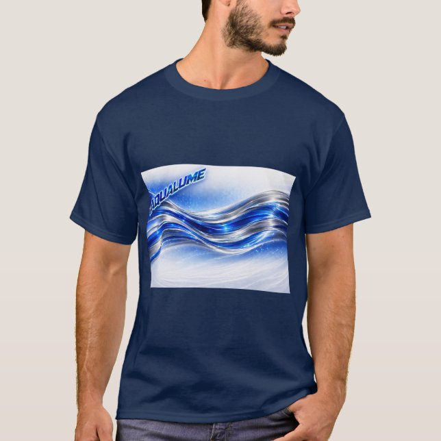 T-shirt Aqualume Flow Shirt – Blue Silver Wave Energy Desi (Devant)