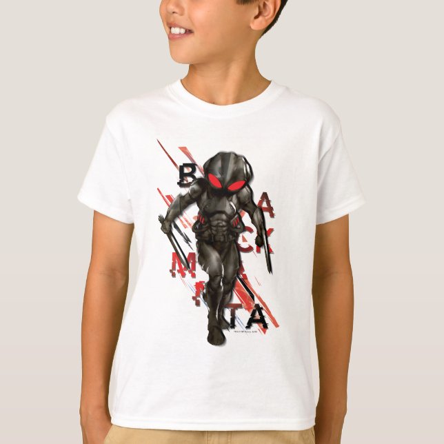 T-shirt Aquaman | Black Manta Scattered Typography Graphic (Devant)