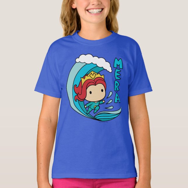 T-shirt Aquaman | Chibi Mera Riding Vague Graphique (Devant)