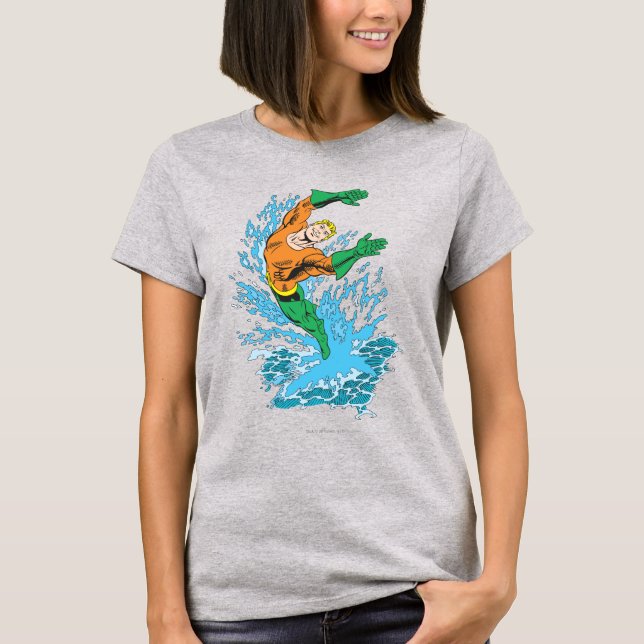 T-shirt Aquaman Leaps in Wave (Devant)