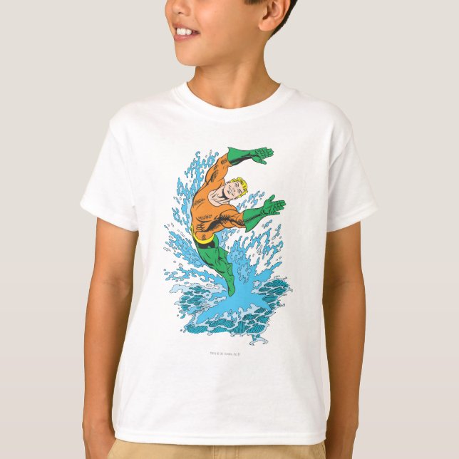 T-shirt Aquaman Leaps in Wave (Devant)