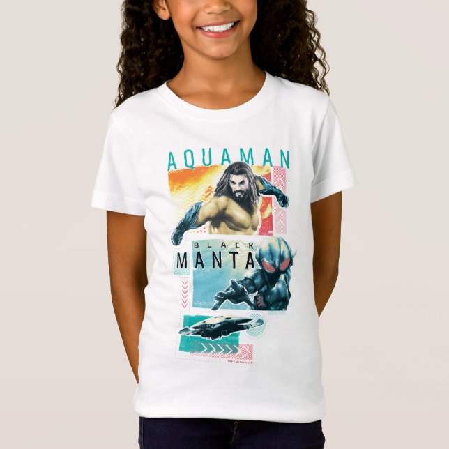 T-Shirt Aquaman | Modernist Aquaman & Black Manta Graphic (Devant)