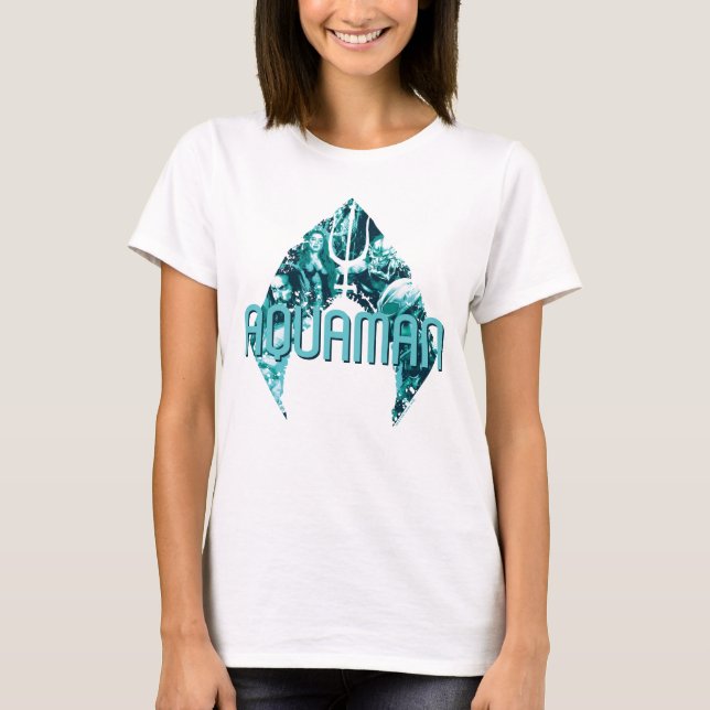 T-shirt Aquaman | Orin, Mera, Orm & Manta Noir En Symbole (Devant)