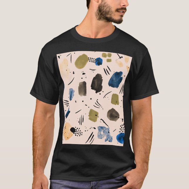 T-shirt Aquarelle Abstraite : Motif d'encre géométrique. (Devant)