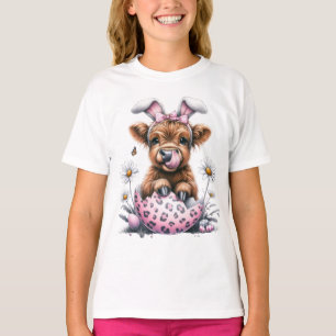 T-shirt Aquarelle adorable Vache de Pâques dans l'oeuf ave