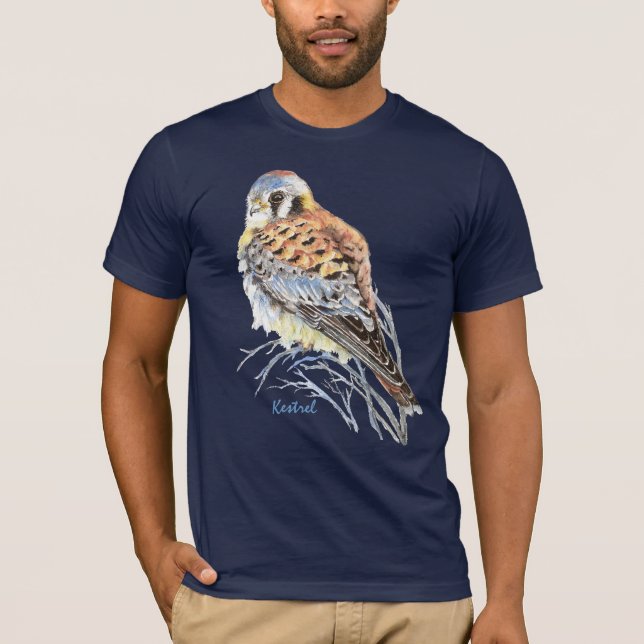 T-shirt Aquarelle American Kestrel Falcon Bird Hawk (Devant)