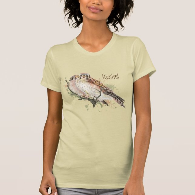 T-shirt Aquarelle American Kestrel Falcon Bird Hawk T-Shi (Devant)