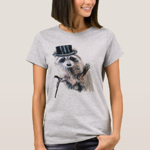T-shirt Aquarelle amusante habillée Raccoon