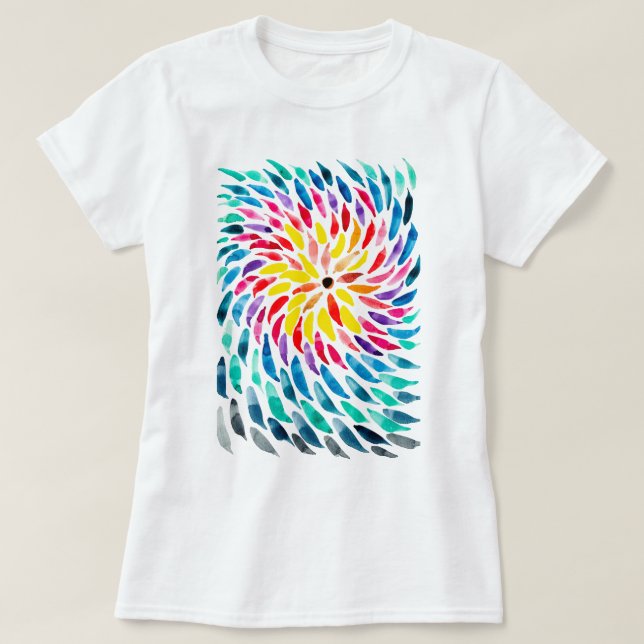 T-shirt Aquarelle arc-en-ciel spirale abstraite (Design devant)